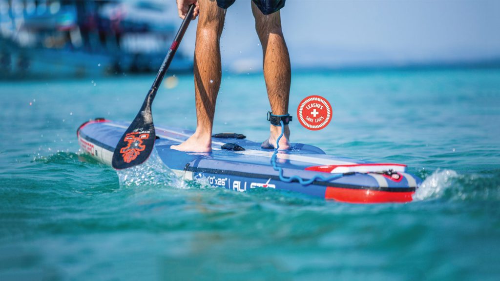 Leash on flatwater SUP